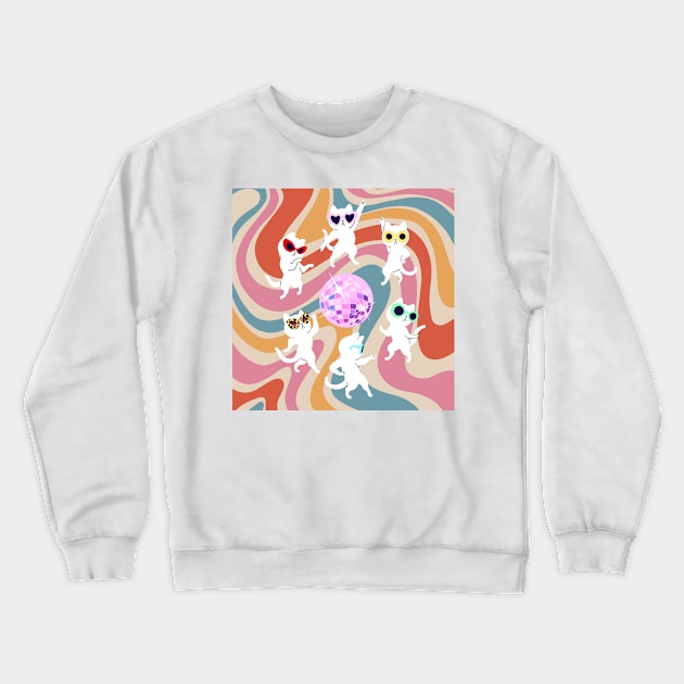 Disco Night Dancing Cats Crewneck Sweatshirt by bignosework